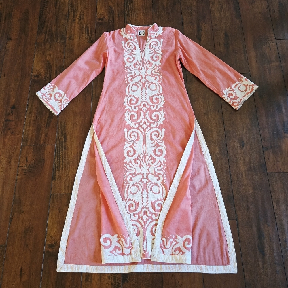 Embroidered 2 Piece Salwar Dupatta Scarf Cotton Casual White Pink Wear Dress - Picture 2 of 11